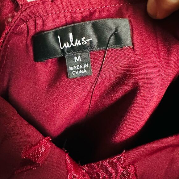 LULUS Forever Be Burgundy Floral Jacquard Ruffled Maxi Dress NWT Valentine Prom - Picture 7 of 8